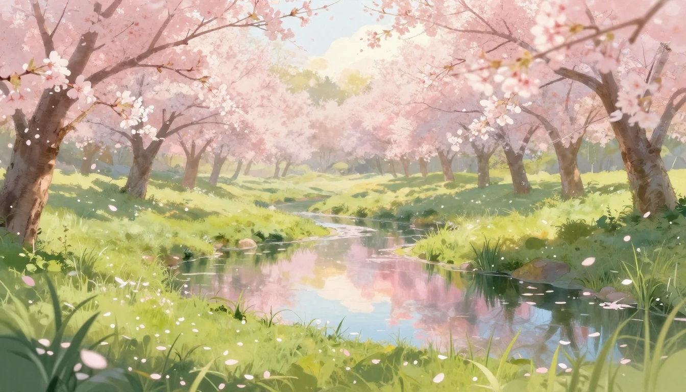 A breathtaking landscape of a sun-drenched meadow filled wit...