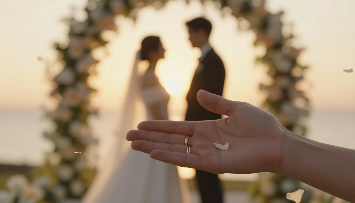 A romantic and soft composition depicting two hands gently h...