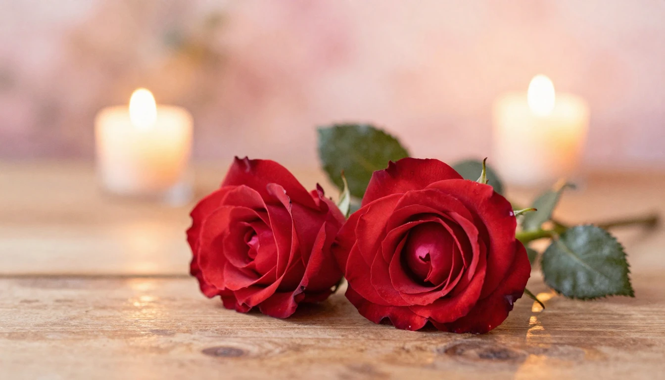 A soft and ethereal watercolor painting of two delicate red ...