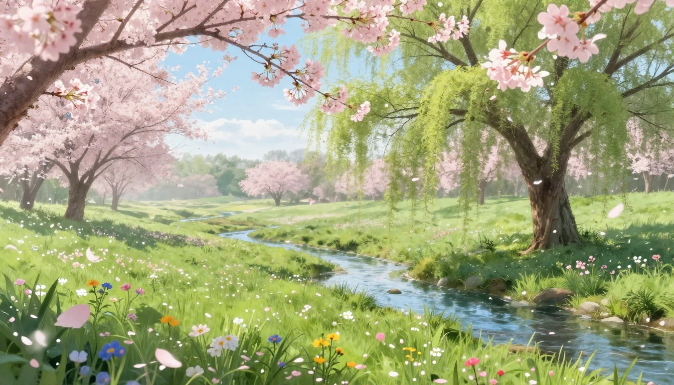 A breathtaking landscape of a lush green meadow filled with ...