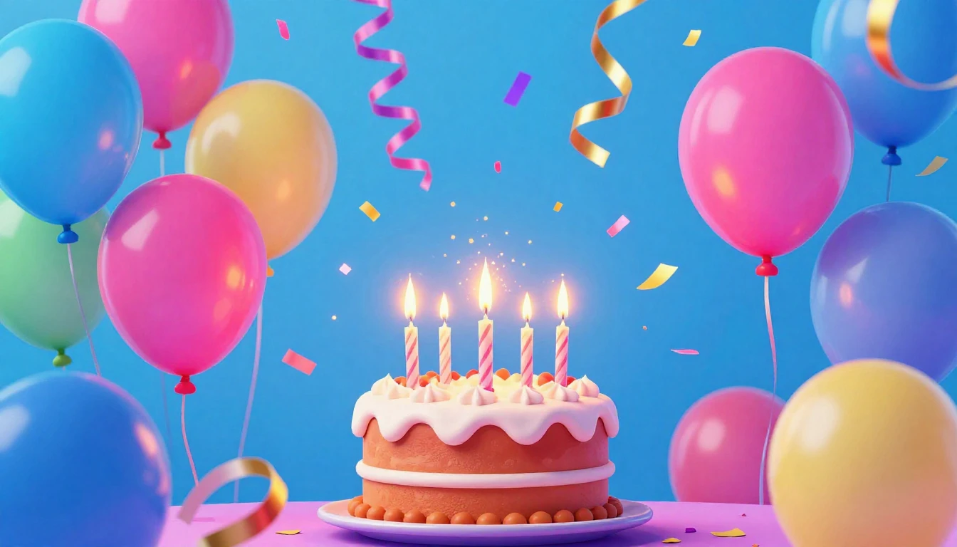 A vibrant and energetic birthday celebration scene, digital ...