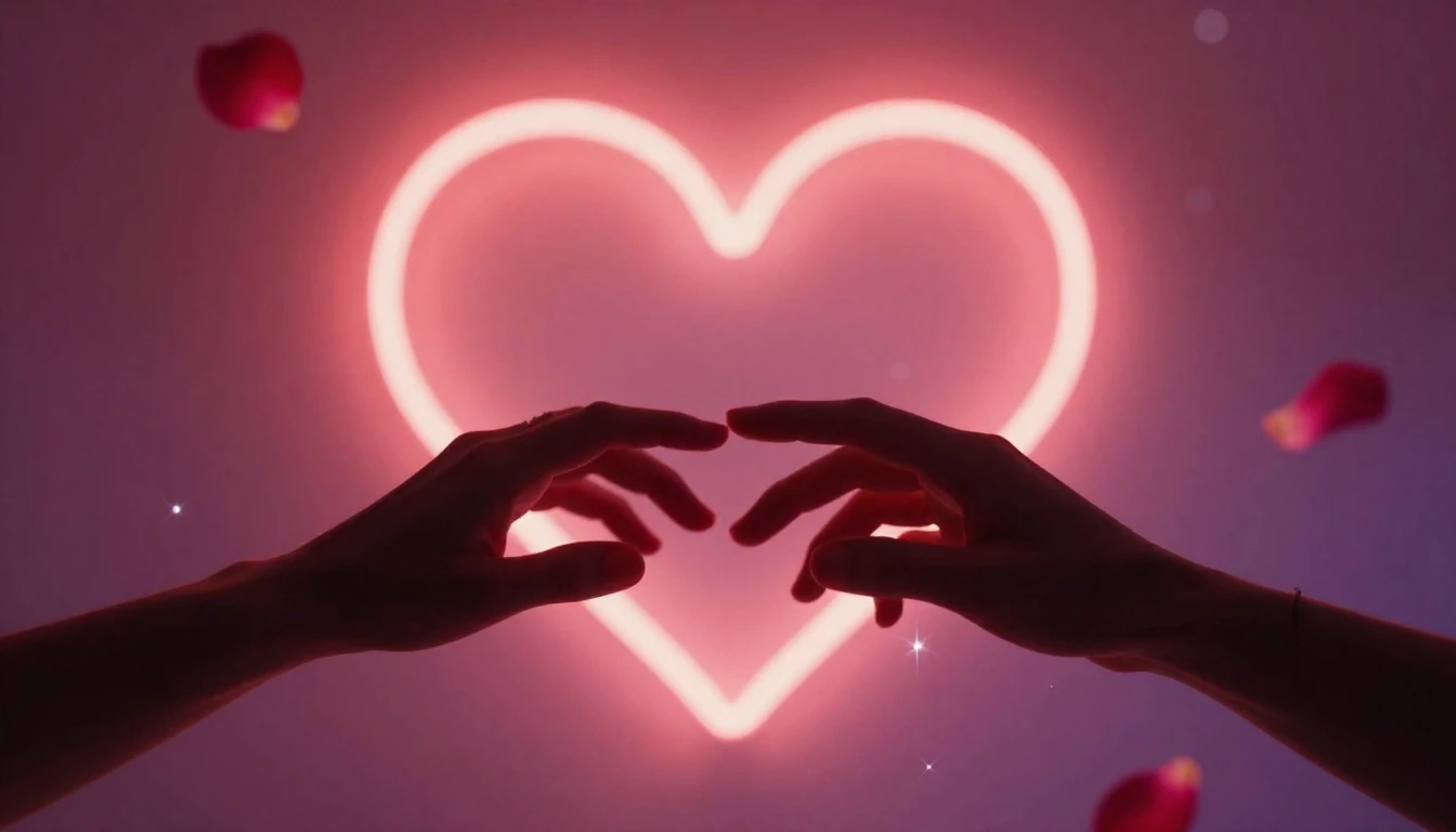 A romantic and dreamy album cover design featuring two silho...