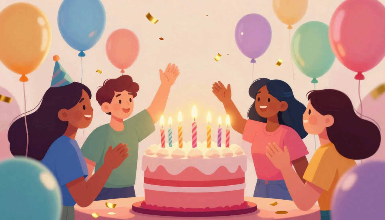 A vibrant and colorful birthday celebration concept art, abs...