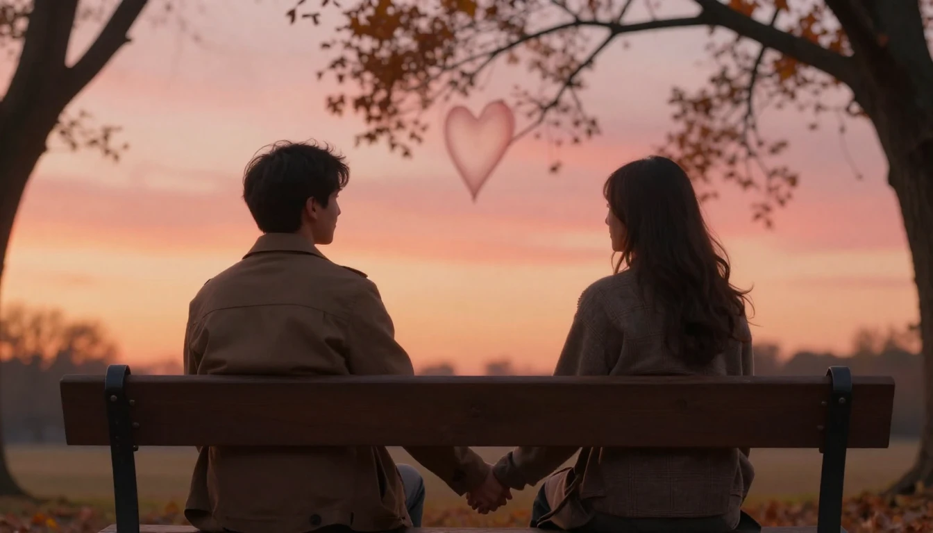 A romantic and intimate scene of a couple holding hands on a...