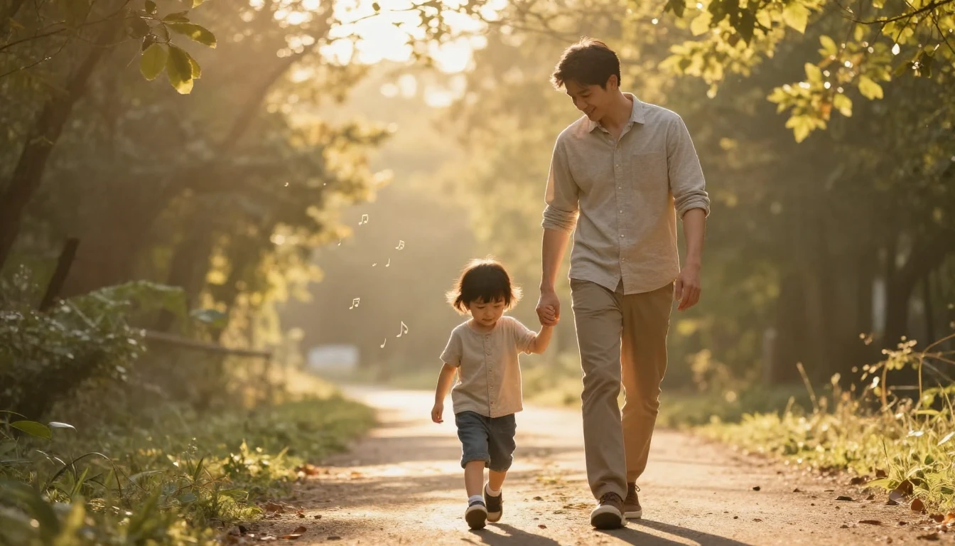 A heartwarming and emotional scene of a father and his young...
