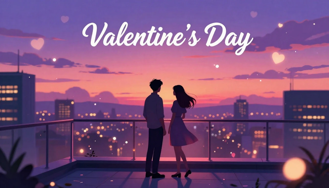 A romantic and vibrant illustration for a Valentine's Day so...