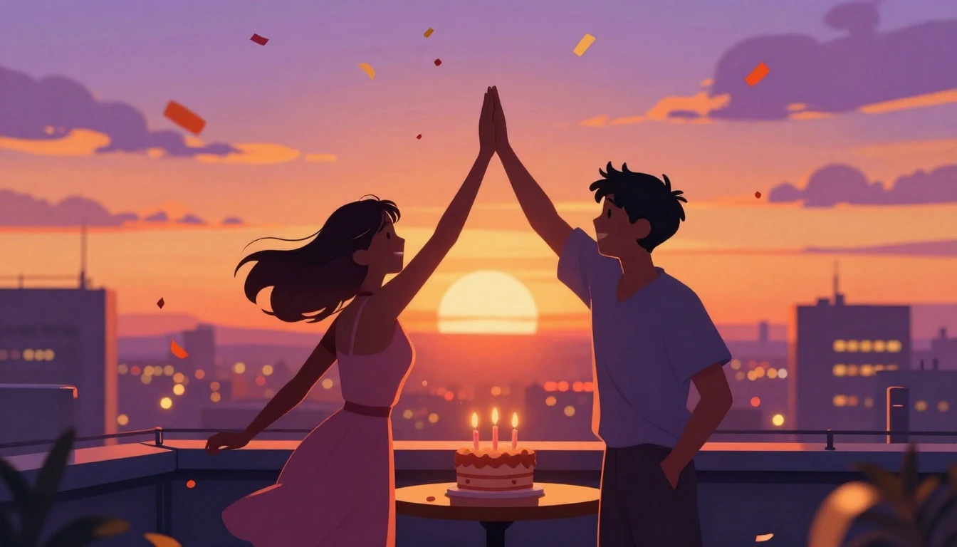 A vibrant and joyful digital art illustration depicting a ro...