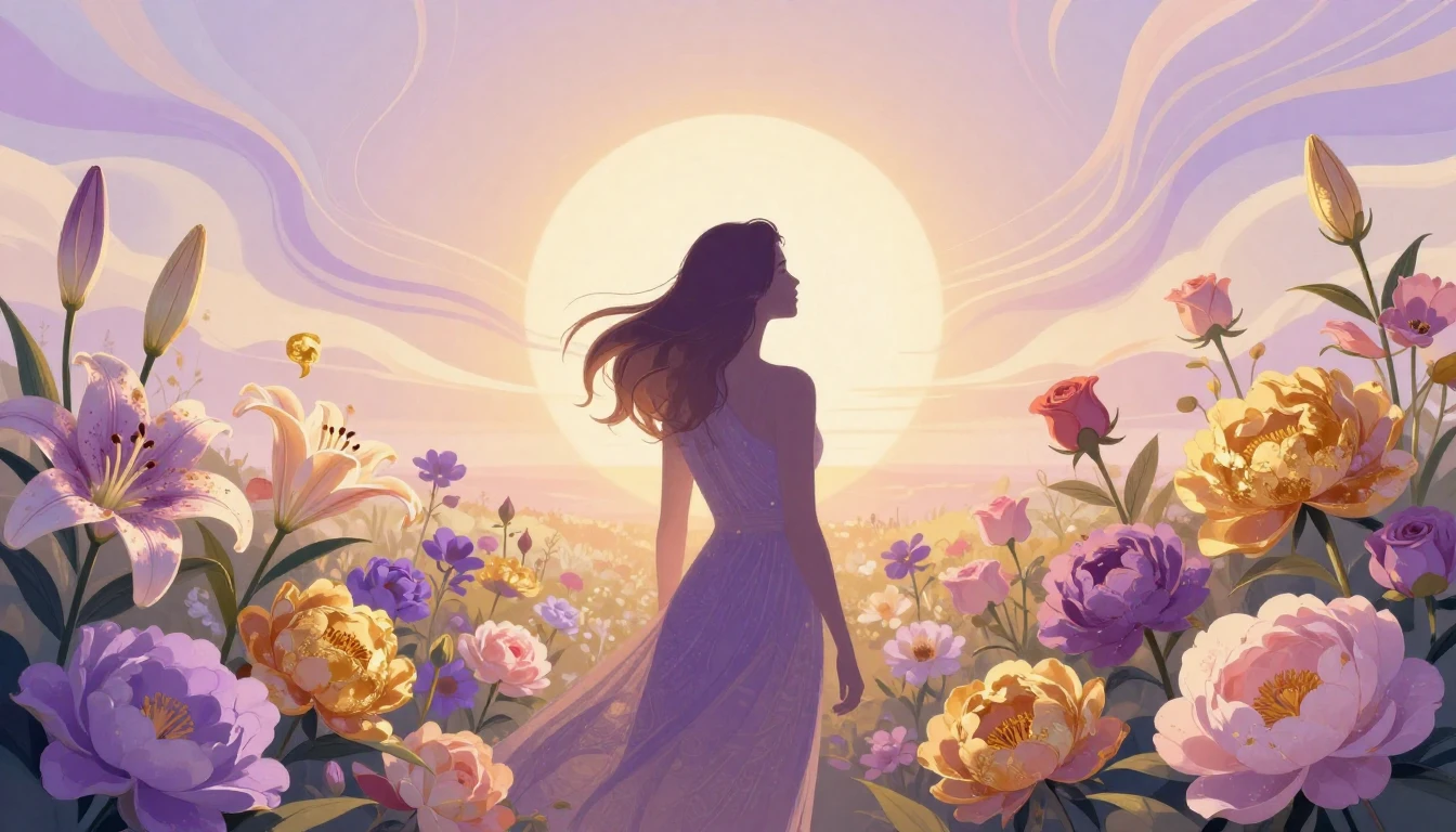 A vibrant and symbolic illustration celebrating womanhood. A...