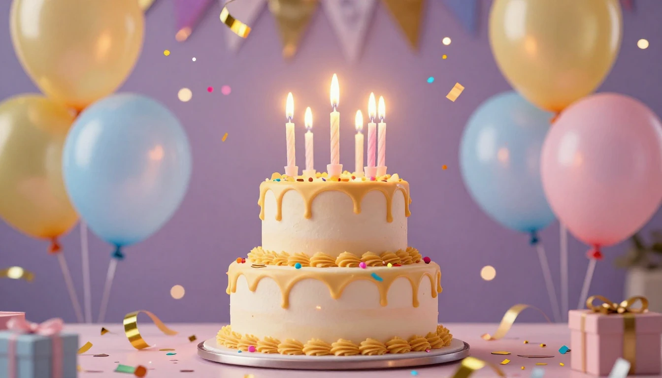 A vibrant and colorful birthday celebration scene featuring ...