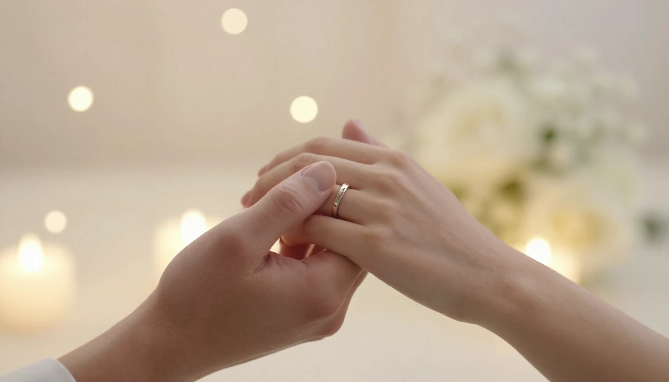 A tender and romantic scene. Two hands, one masculine and on...