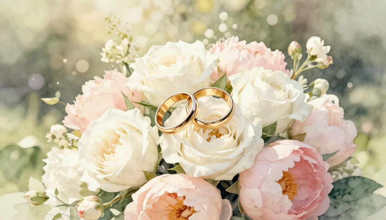 A beautiful and romantic watercolor painting composition for...