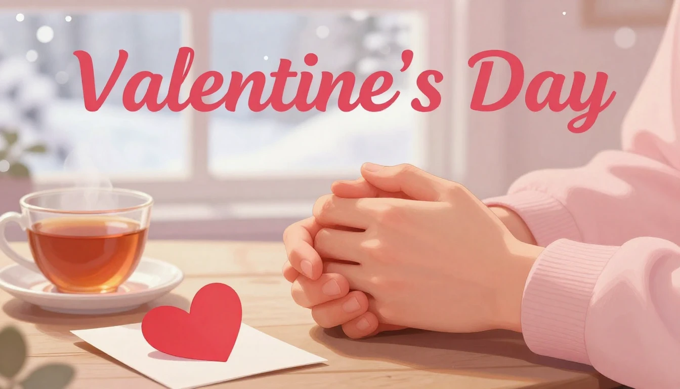 A romantic and warm illustration for a Valentine's Day song ...