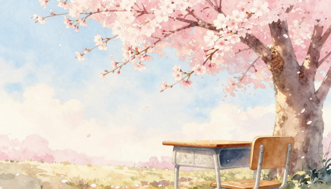 A beautiful watercolor painting of a cherry blossom tree in ...