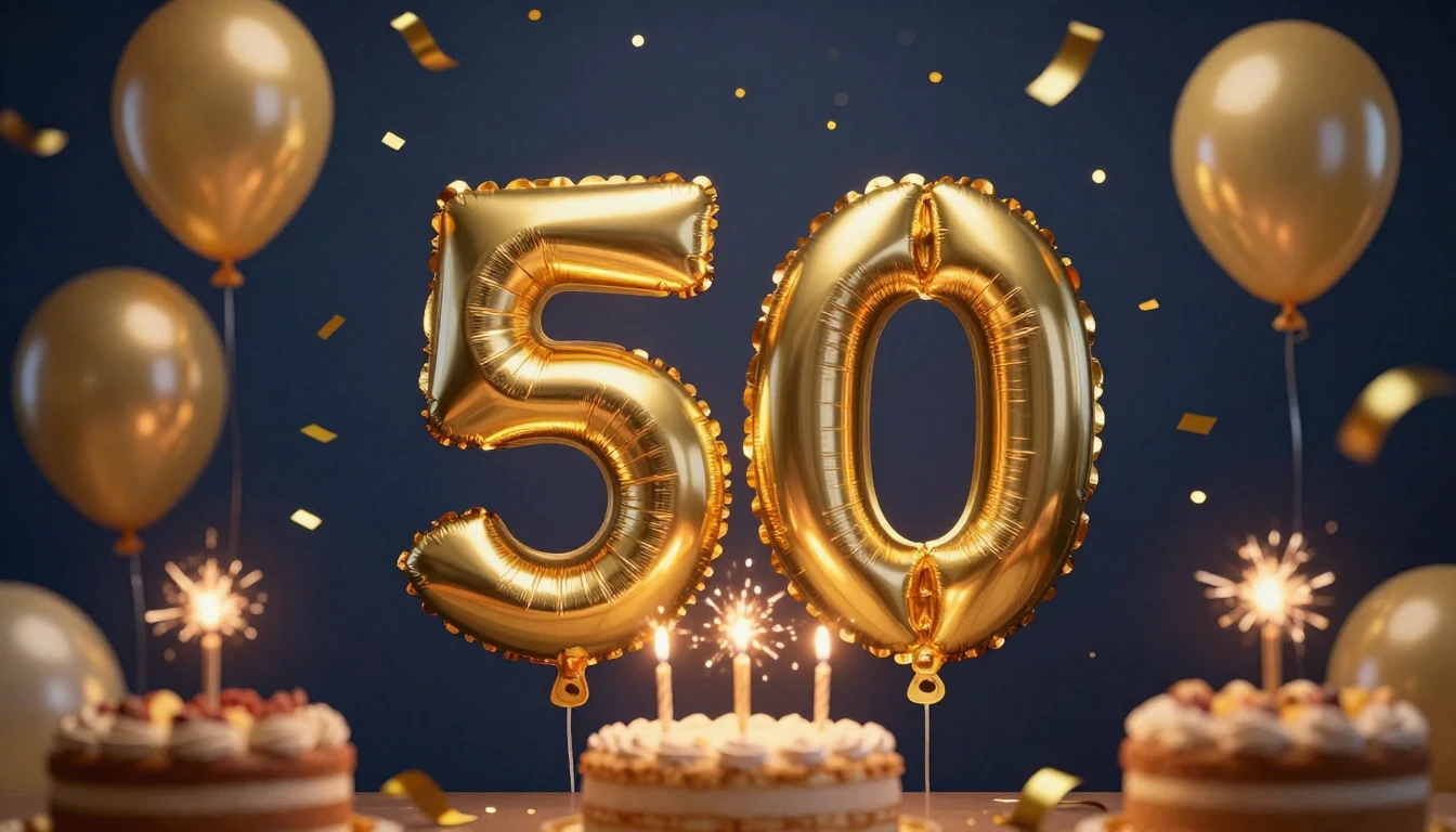 A festive and elegant birthday composition centering around ...