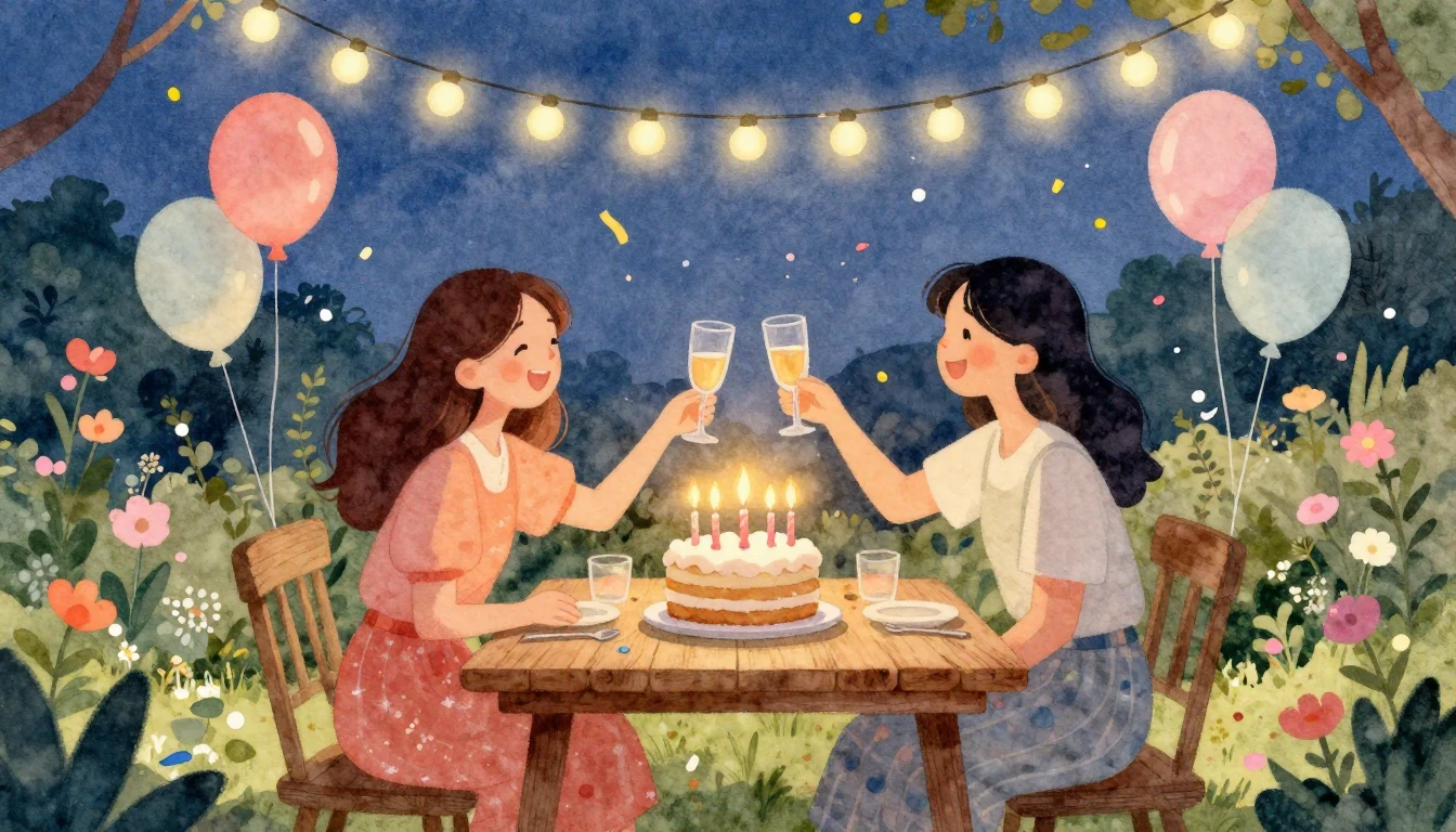 A heartwarming watercolor illustration depicting a cozy birt...