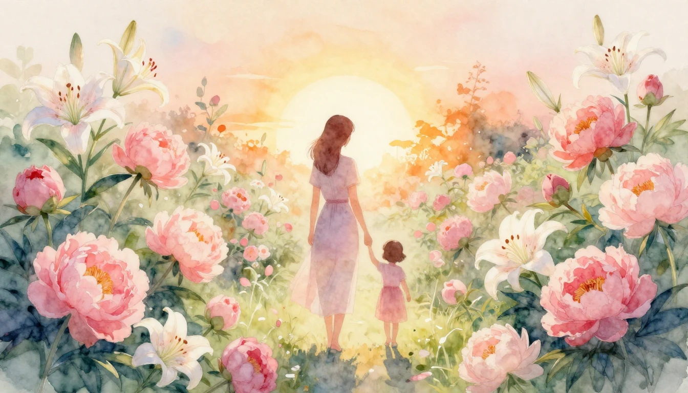 A beautiful watercolor painting depicting a blooming garden ...