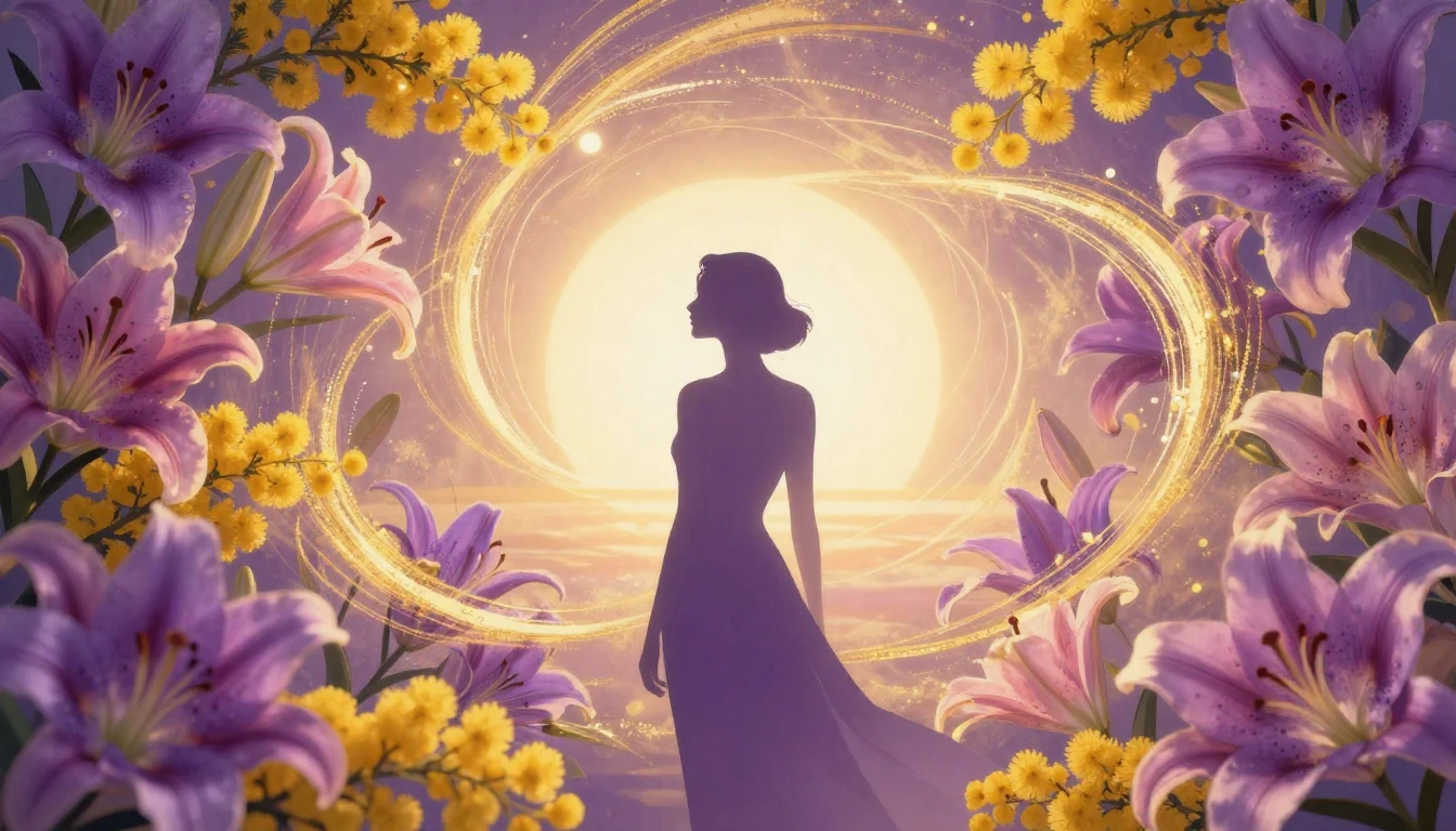 A vibrant and symbolic composition featuring a silhouette of...