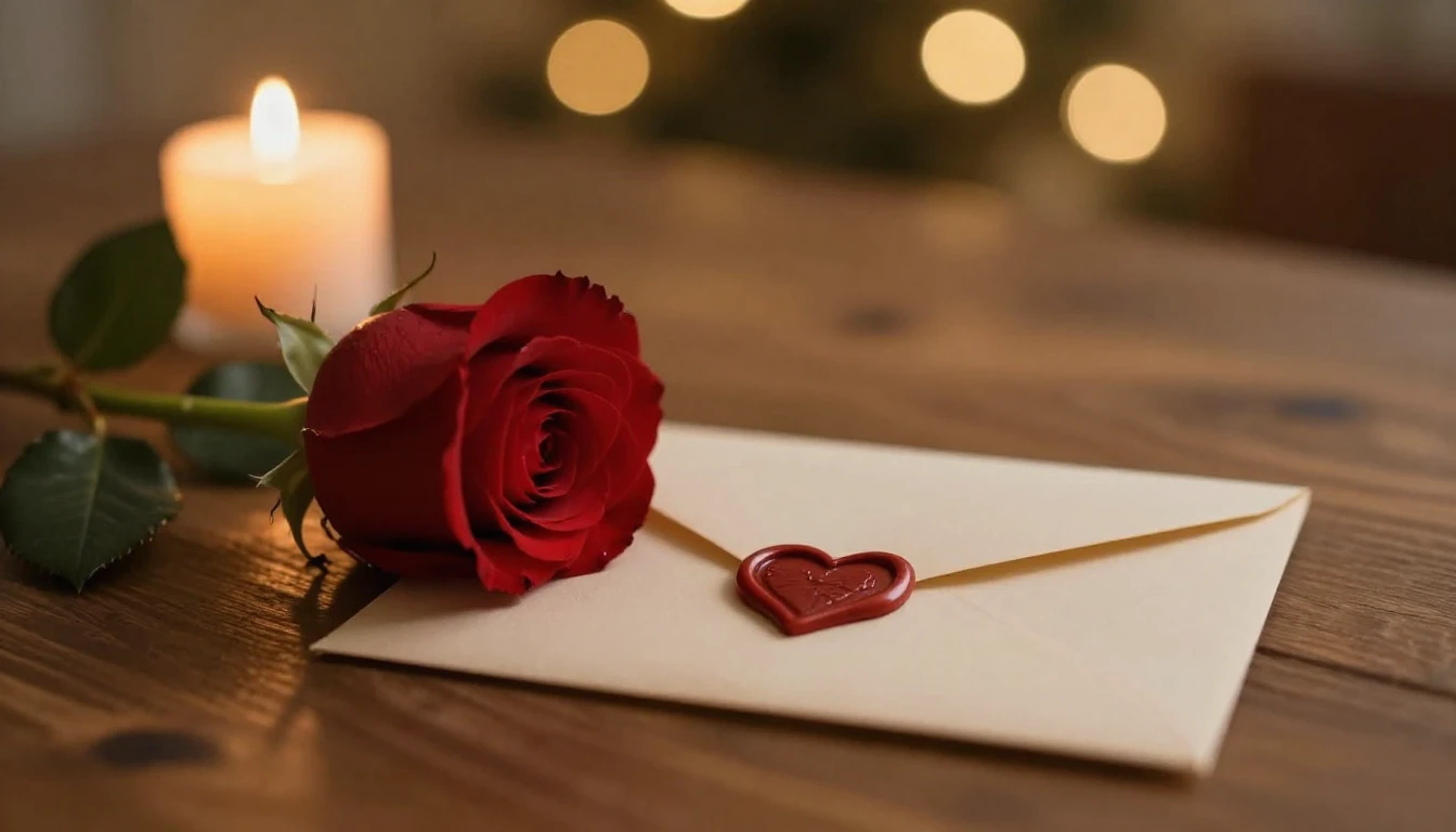A romantic cinematic close-up of a single red rose lying on ...