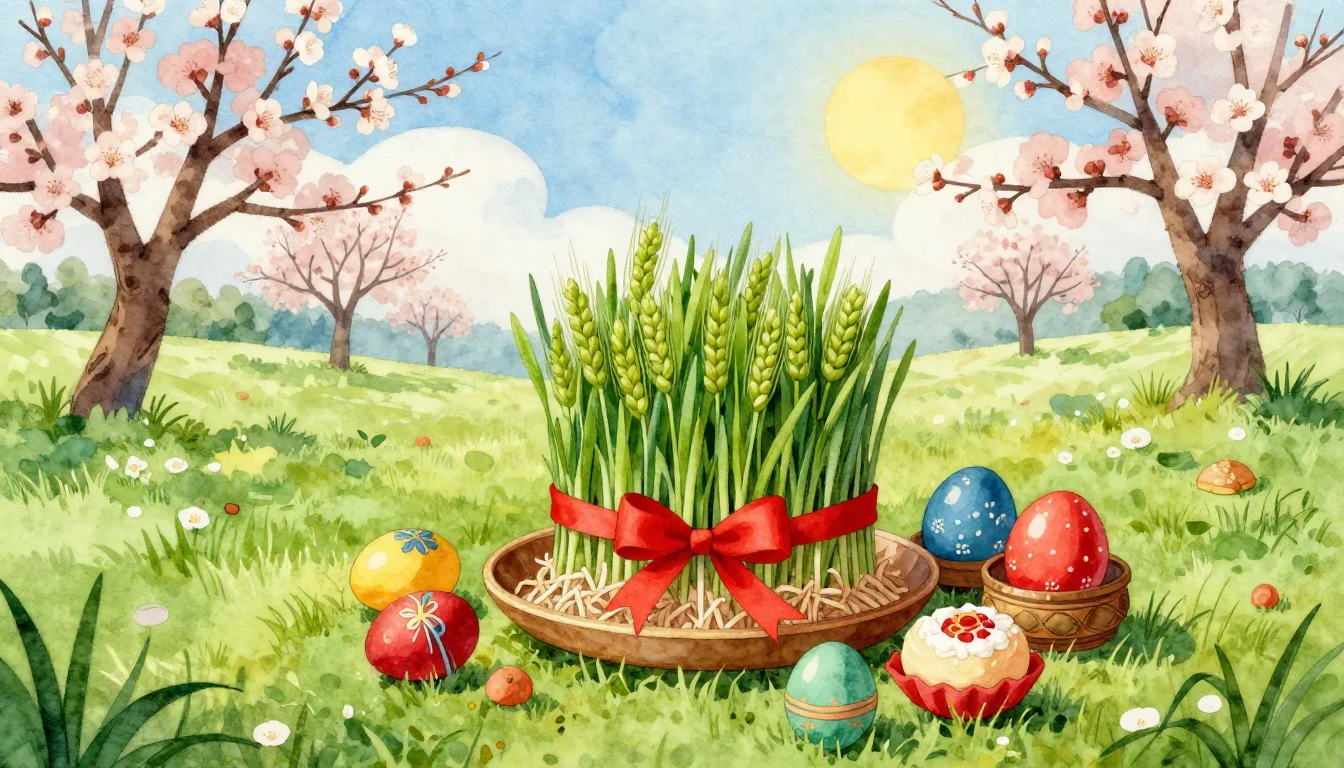 A beautiful watercolor illustration of a lush green landscap...