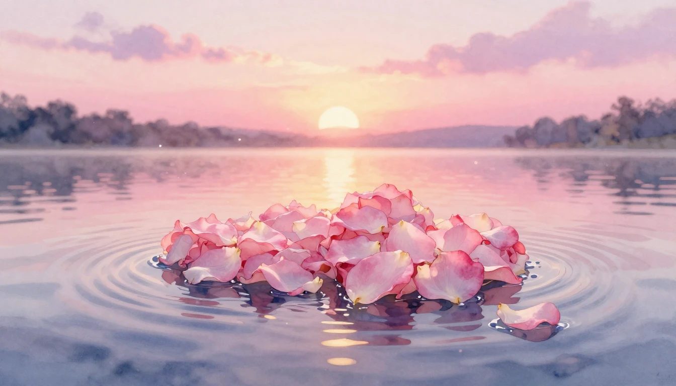 A beautiful and soft watercolor painting of two intertwined ...