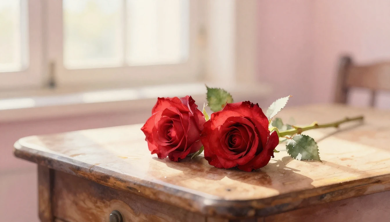 A beautiful and delicate watercolor painting of two intertwi...