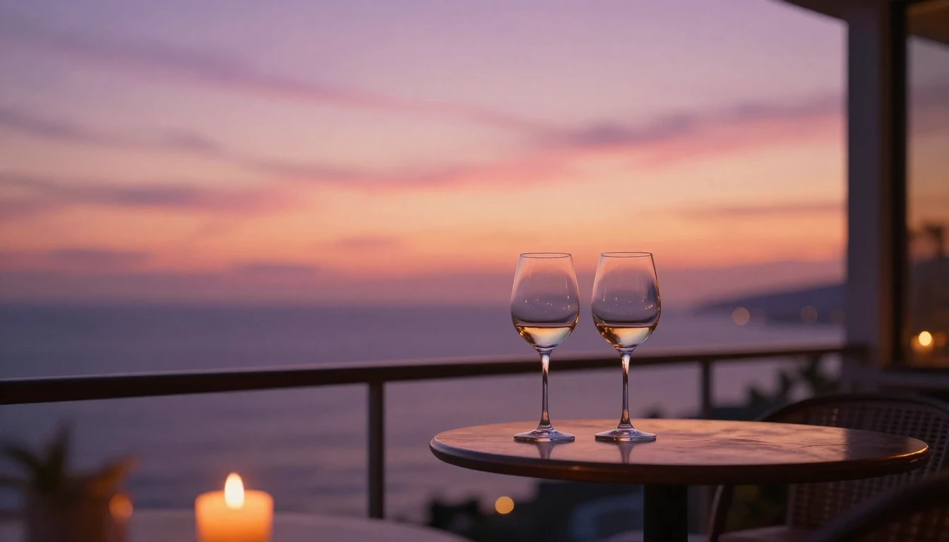 A breathtaking cinematic scene of a balcony overlooking a ca...