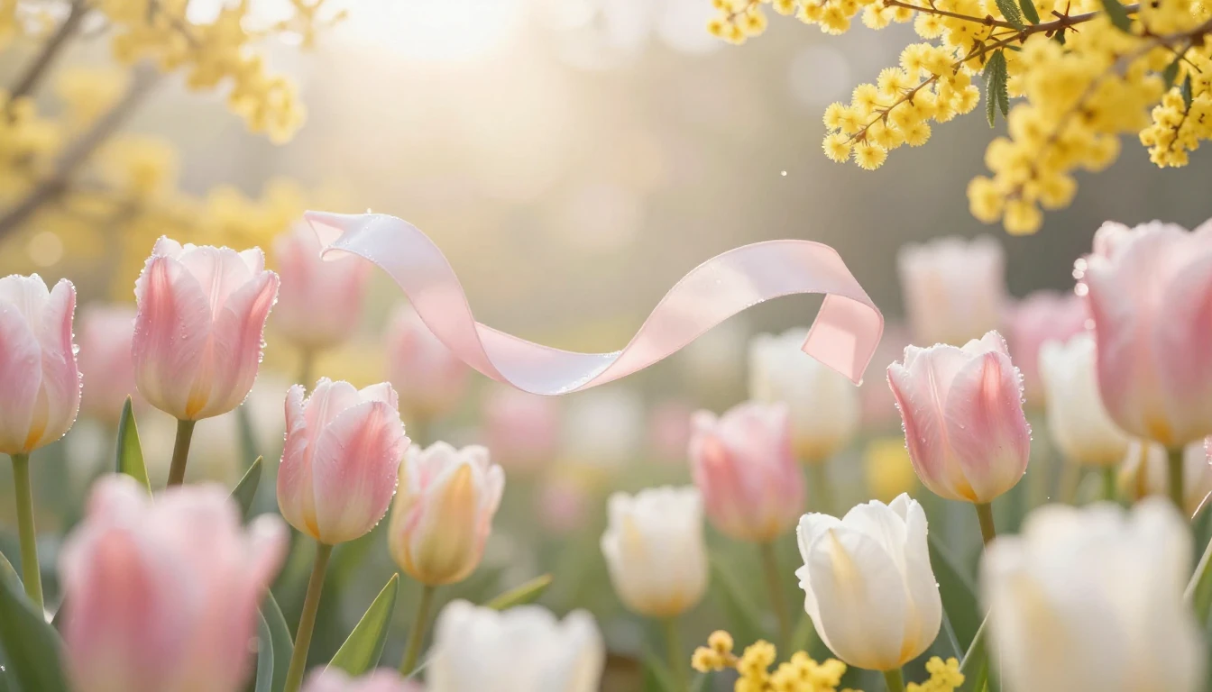 A breathtaking spring scenery filled with blooming tulips an...
