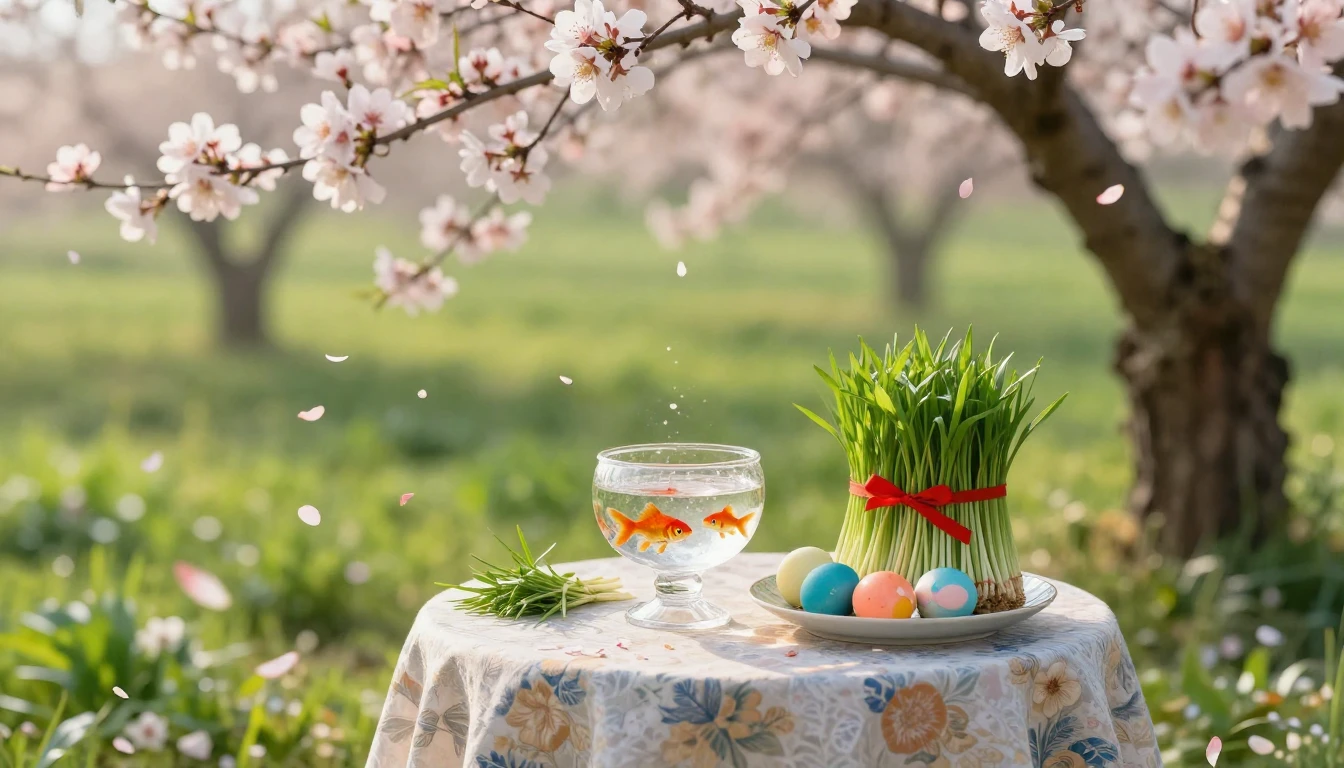 A lush and vibrant spring landscape symbolizing rebirth. In ...