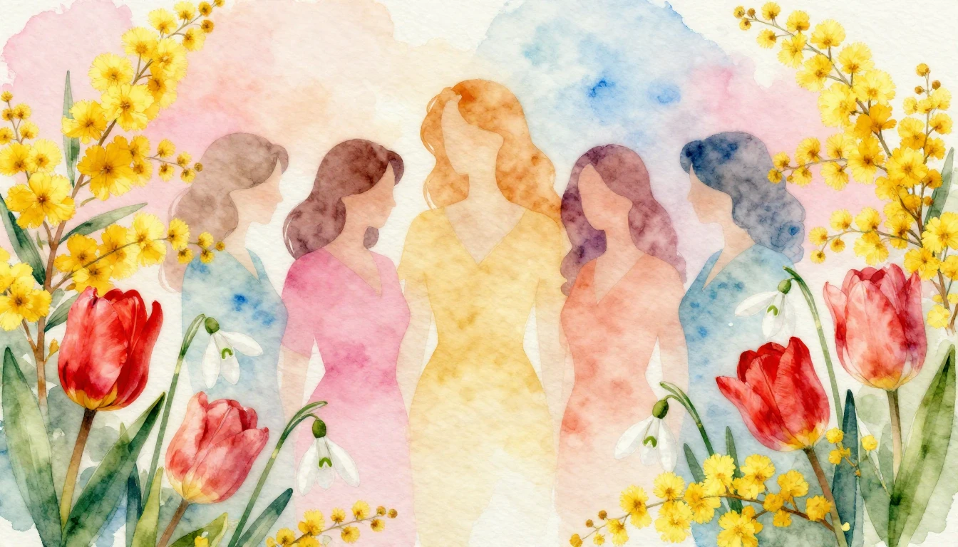 A delicate and artistic watercolor painting celebrating Inte...