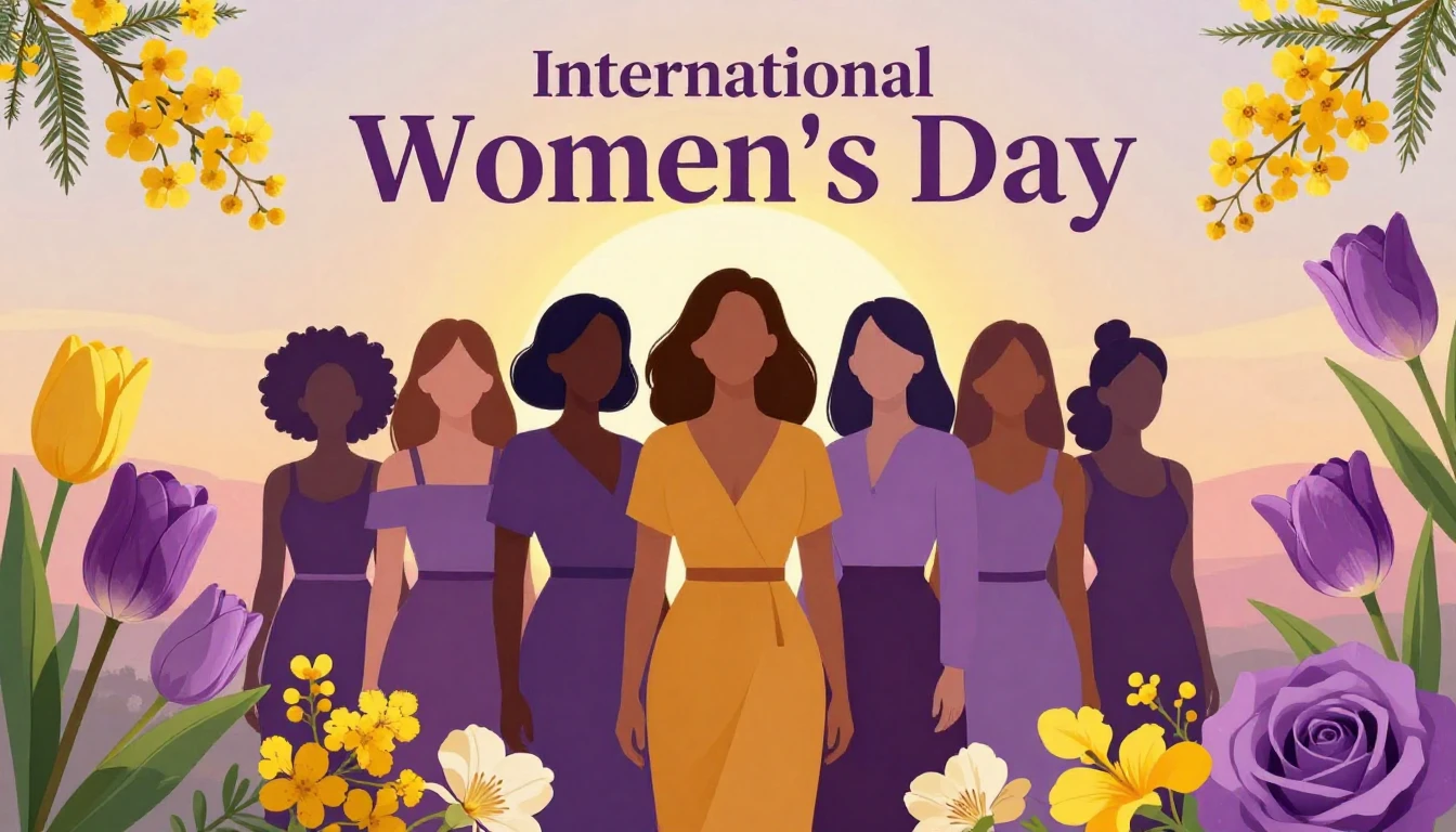 A vibrant and artistic representation of International Women...