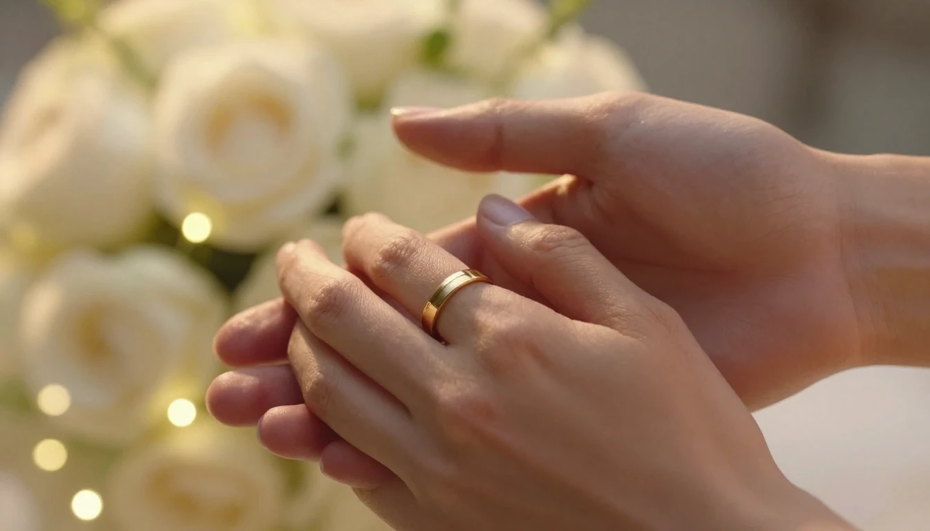 Close-up artistic shot of two hands holding each other gentl...