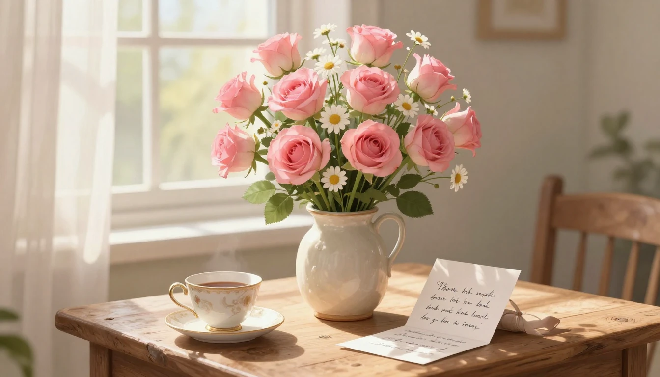 A heartwarming and soft illustration symbolizing motherly lo...