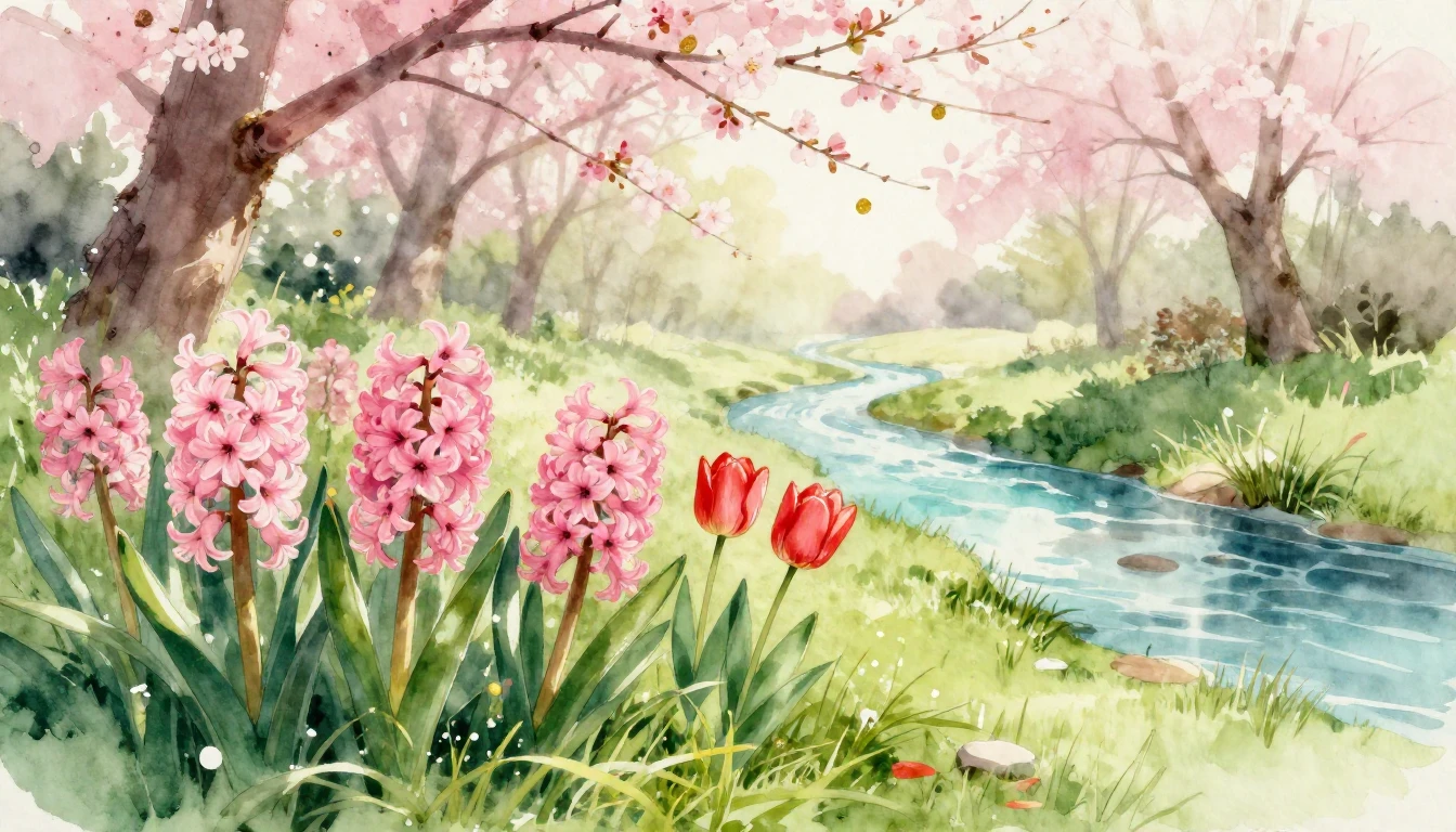 A delicate watercolor painting capturing the spirit of Nowru...