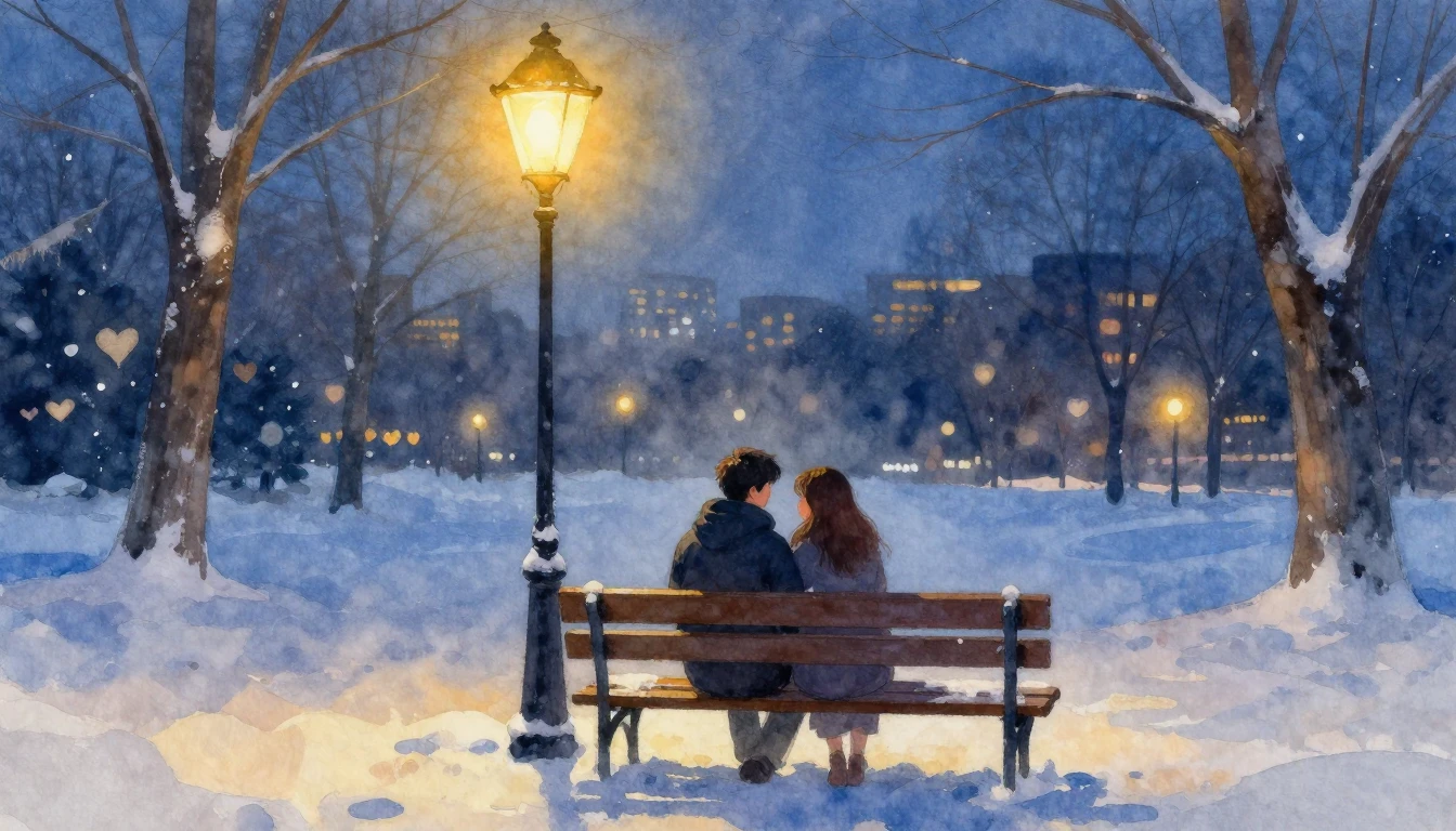 A romantic and soft watercolor painting of a couple sitting ...