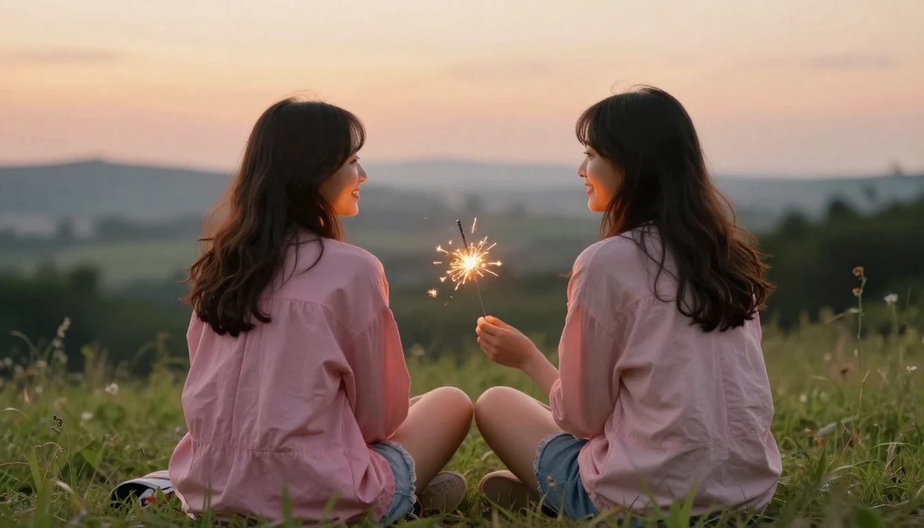 A heartwarming scene of two best friends sitting side by sid...