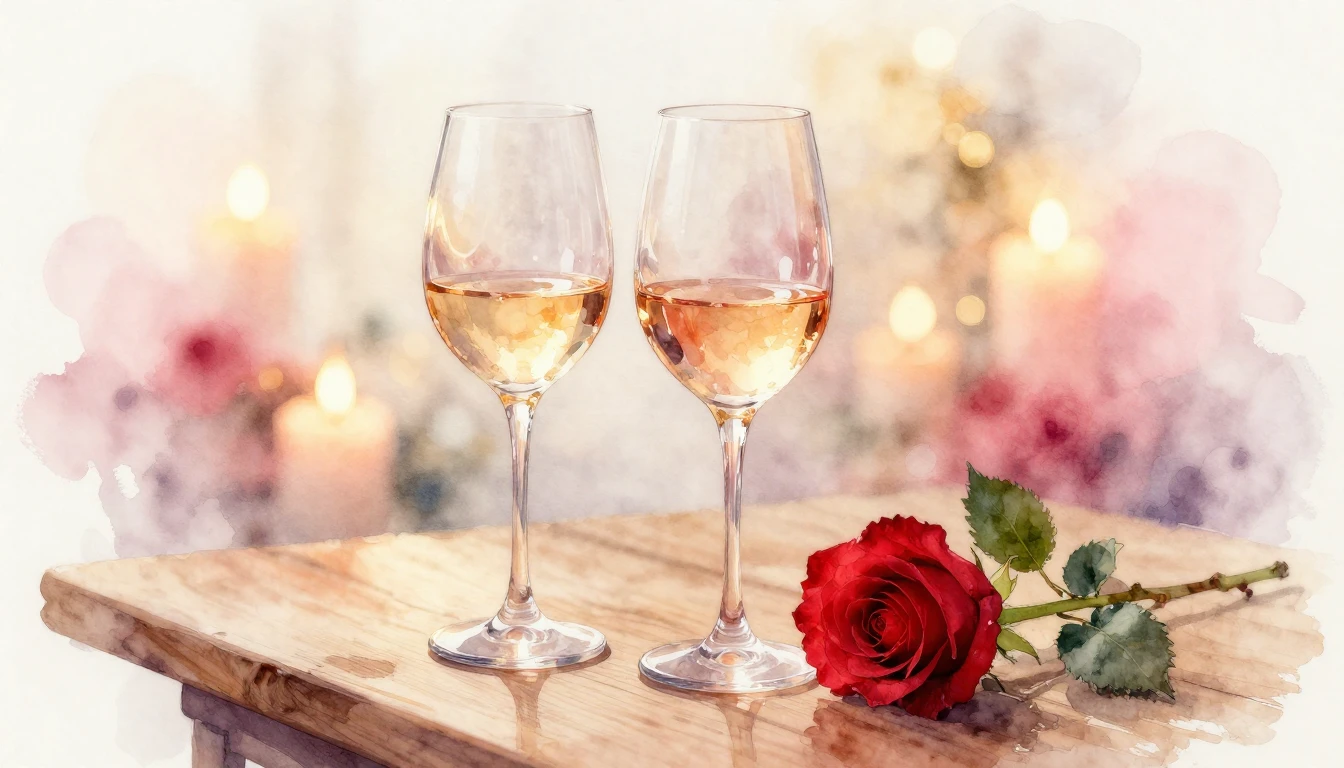 A beautiful and delicate watercolor painting of two elegant ...