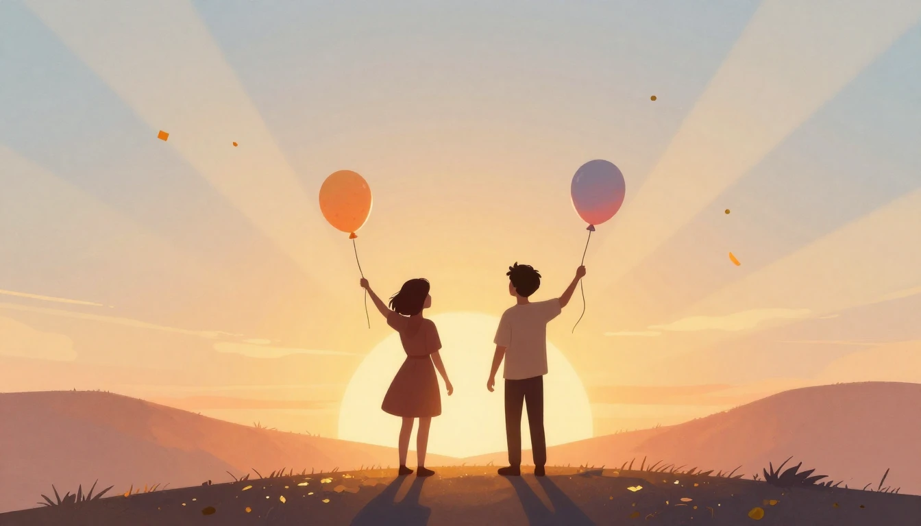 A warm and festive illustration celebrating friendship. Two ...