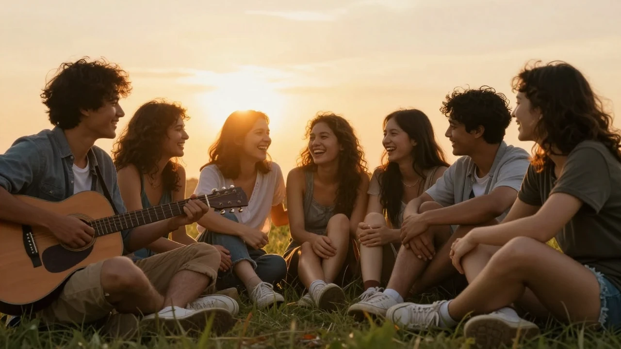 A warm, heartwarming scene of a diverse group of close frien...