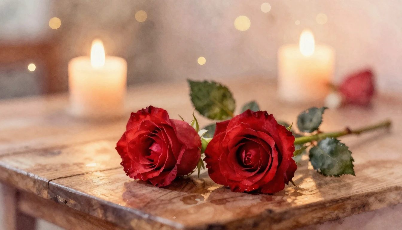 A soft and dreamy watercolor painting depicting two delicate...