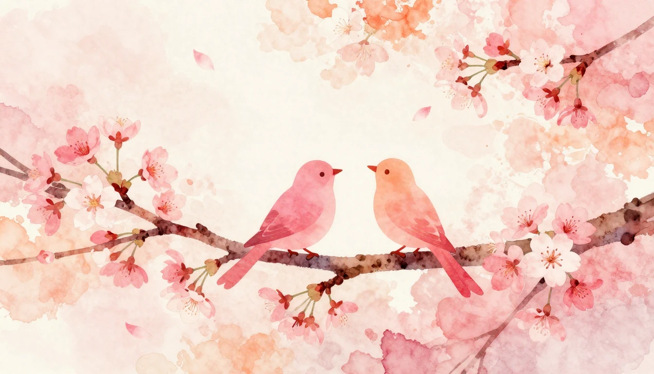 A soft watercolor painting depicting two stylized silhouette...