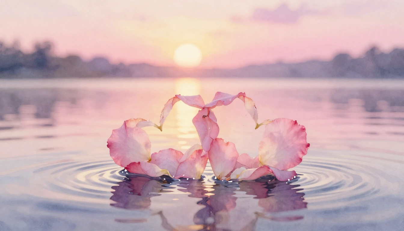 A soft watercolor painting of two intertwined hearts made of...