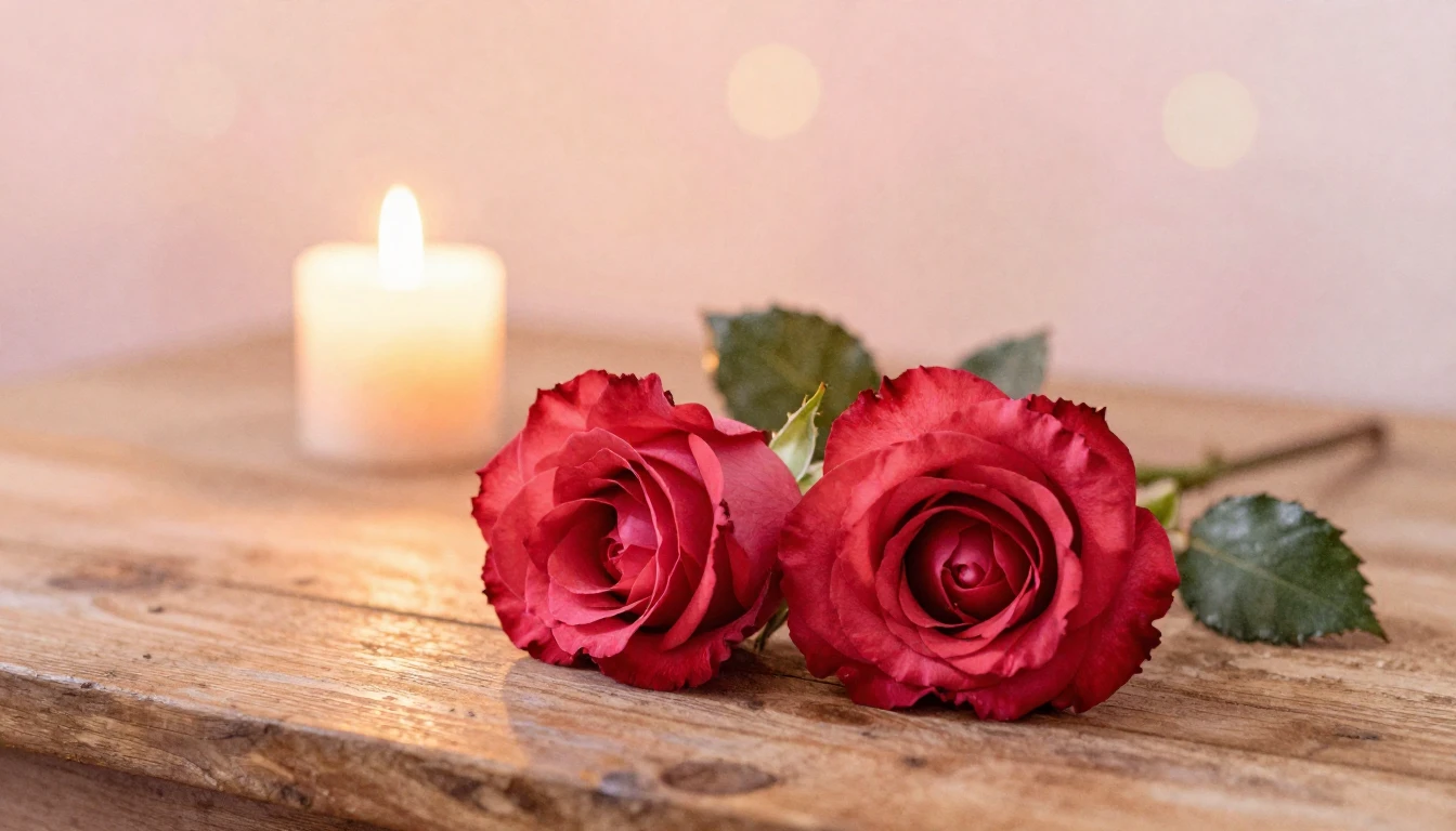 A beautiful watercolor painting of two delicate red roses in...