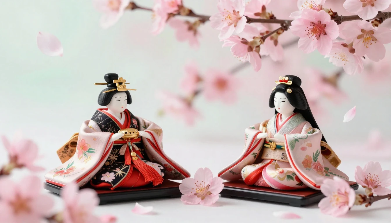 A beautiful and delicate scene featuring traditional Japanes...
