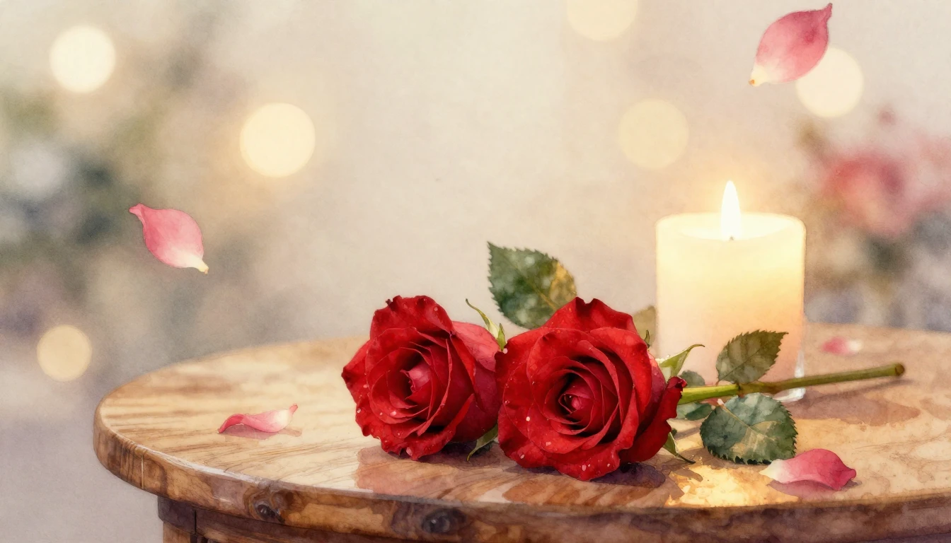 A dreamy and ethereal watercolor painting of two intertwined...