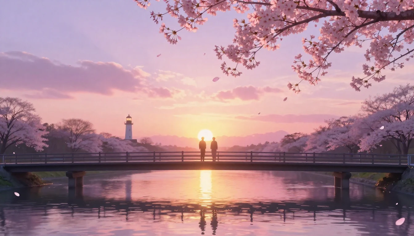 A breathtakingly beautiful scene of two glowing silhouettes ...