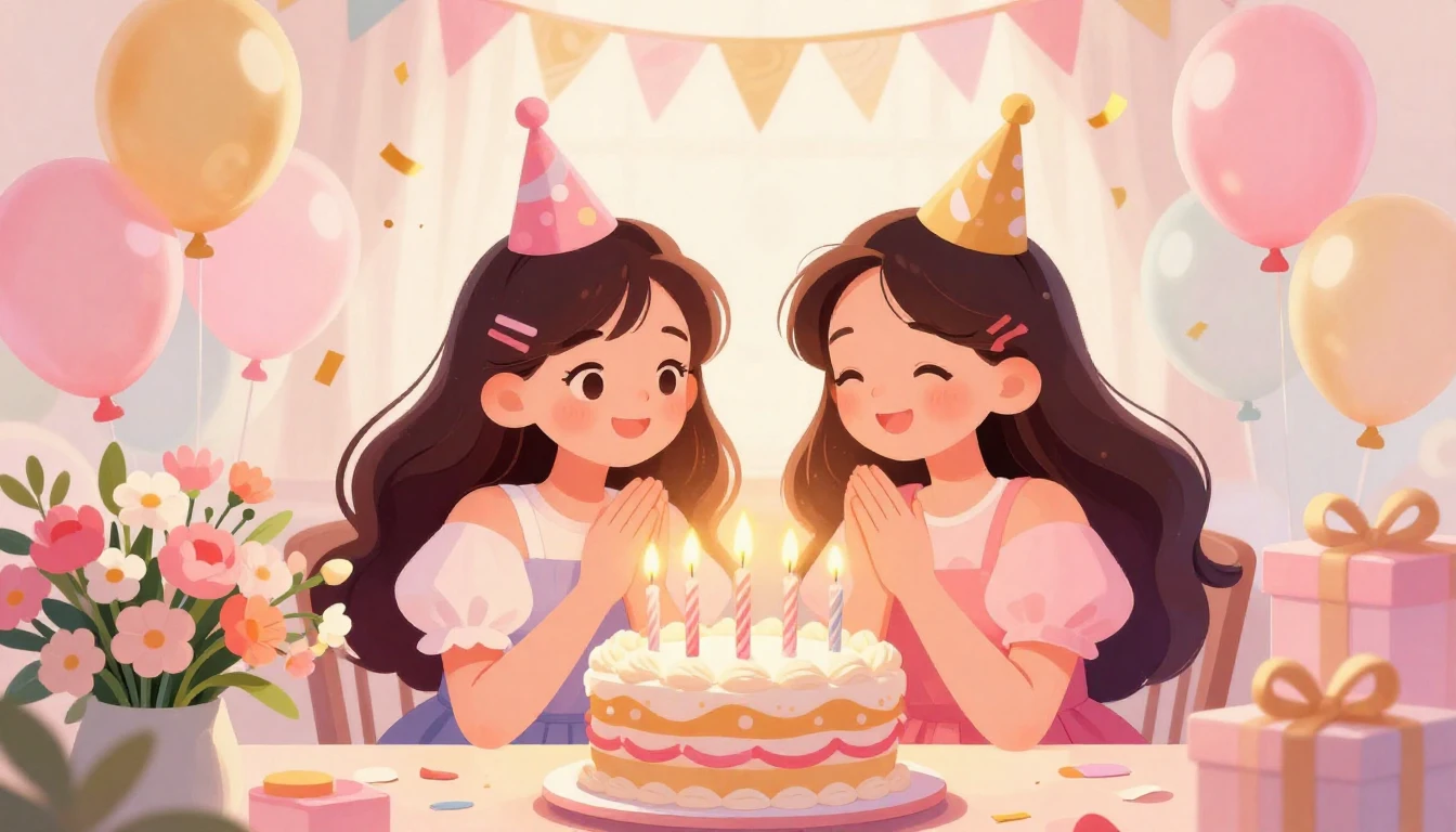 A vibrant and heartwarming digital art illustration of a bir...