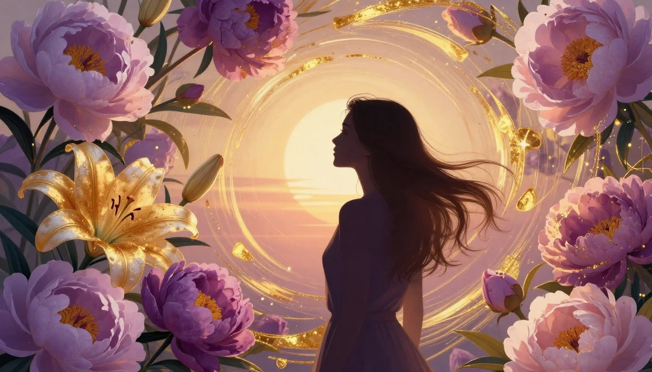 A vibrant and artistic composition featuring a silhouette of...