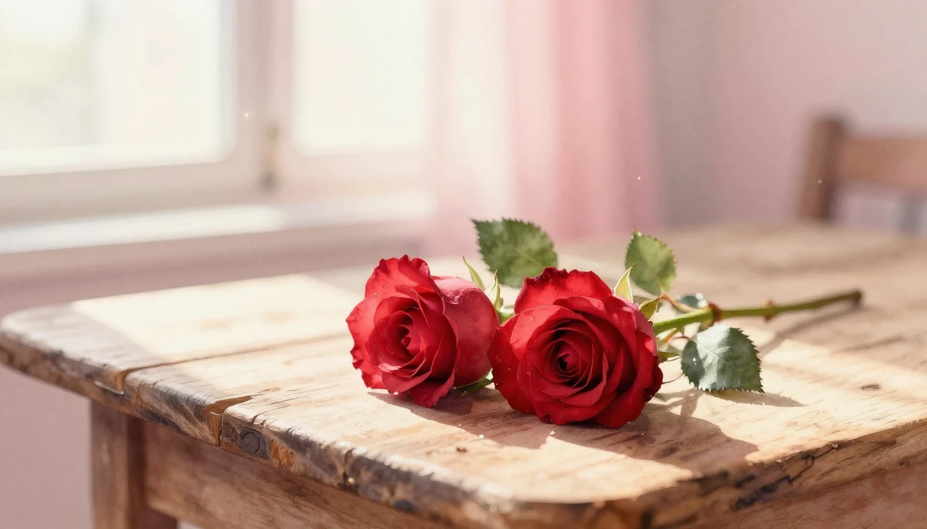 A beautiful watercolor painting of two delicate red roses in...