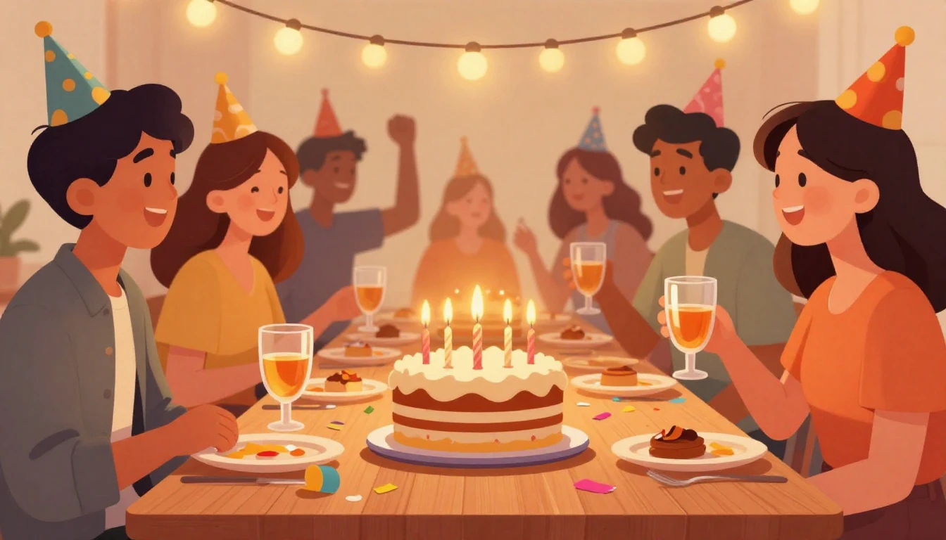 A vibrant and joyful digital illustration representing a bir...