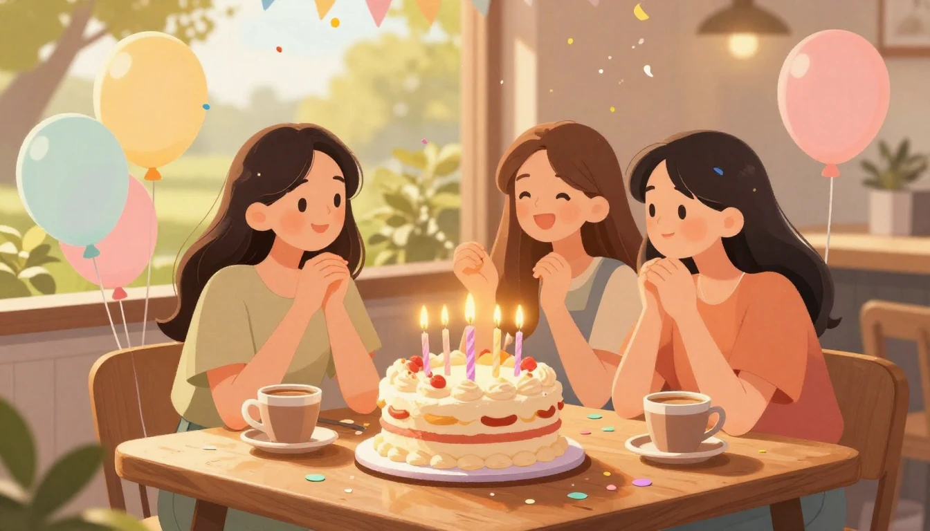 A warm and inviting illustration of a birthday celebration f...
